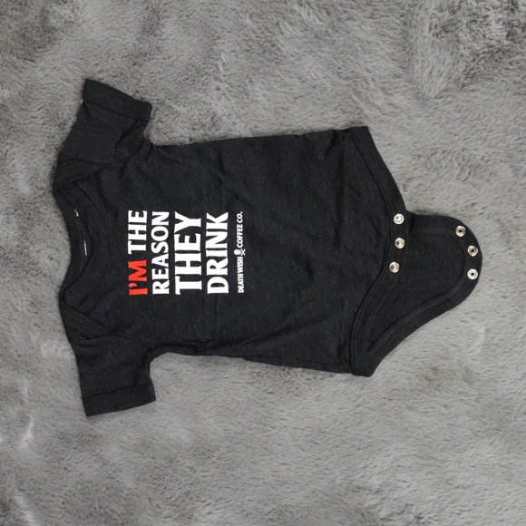 Death Wish Coffee Other - Death Wish coffee charcoal black Triblend onesie (6-12)